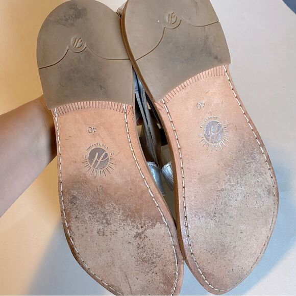 H By Hudson London Silver leather strappy buckle gladiator sandals -40/US 9 - Picture 7 of 13